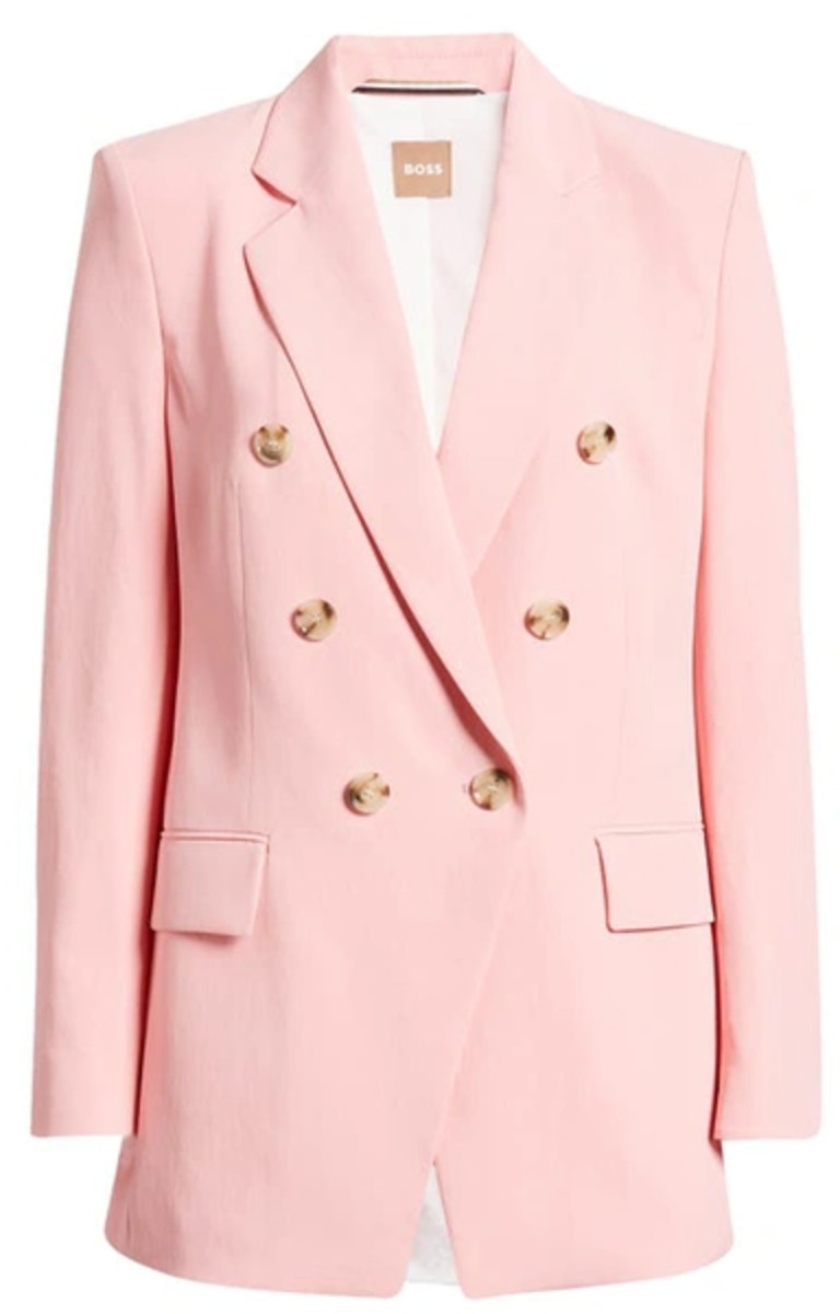 Boss Jatera Double Breasted Blazer Jacket Pink Dahlia Classic Office Us 6 Nwt